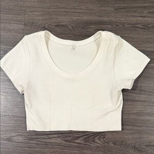 Elegant White Ribbed Crop Top